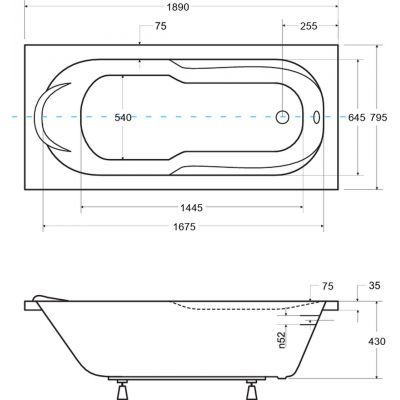 Besco Bona wanna prostokątna 189x79,5 cm biała #WAB-190-PK
