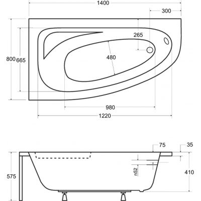 Besco Cornea wanna narożna 140x80 cm lewa biała #WAC-140-NL