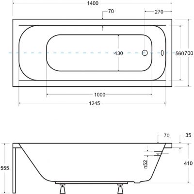 Besco Continea wanna prostokątna 140x70 cm biała #WAC-140-PK