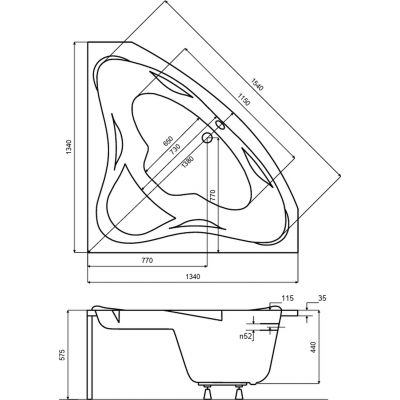 Besco Ewa wanna narożna 134x134 cm lewa biała #WAE-135-NS