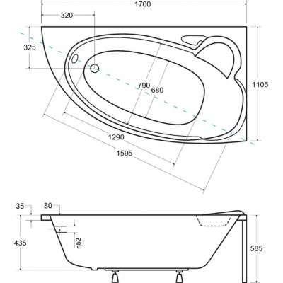 Besco Finezja Nova wanna narożna 170x110,5 cm lewa biała #WAF-170-NL