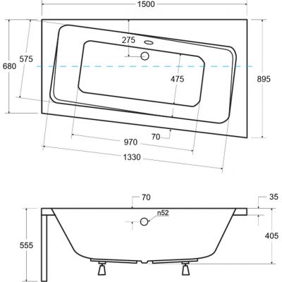 Zestaw Besco Infinity wanna narożna 150x90 cm asymetryczna lewa z obudową (#WAI150NL, OAI150NS)