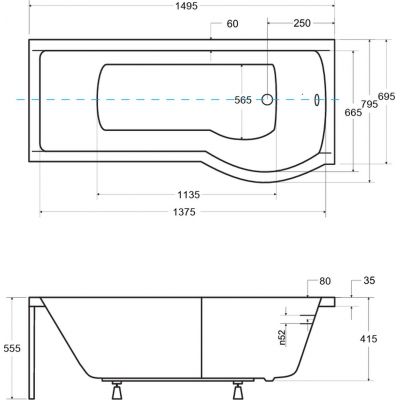 Besco Inspiro wanna z parawanem 149,5x79,5 cm prawa biała #WAI-150-NPR