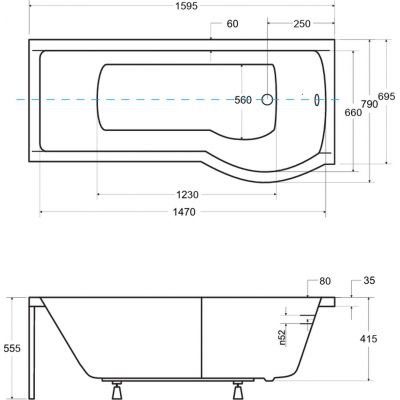 Besco Inspiro wanna z parawanem 159,5x69,5 cm prawa biała #WAI-160-NPR