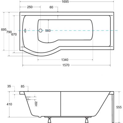 Besco Inspiro wanna z parawanem 169,5x69,5 cm lewa biała #WAI-170-NLE