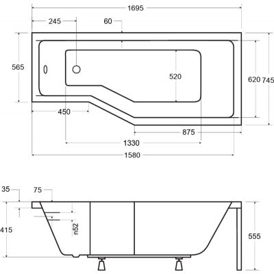 Besco Integra wanna narożna 170x75 cm prawa biała #WAI-170-PP