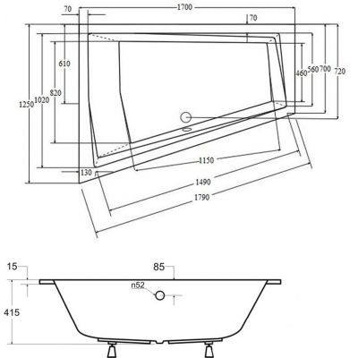 Besco Intima wanna narożna 170x125 cm lewa biała #WAID-170-SL