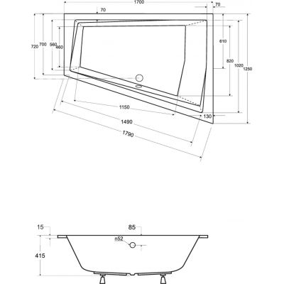 Besco Intima wanna narożna 170x125 cm prawa biała #WAID-170-SP