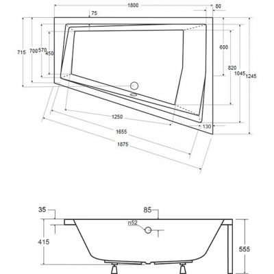 Besco Intima wanna narożna 180x124,5 cm prawa biała #WAID-180-NP