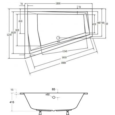 Besco Intima wanna narożna 180x125 cm lewa biała #WAID-180-SL