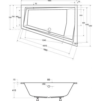 Besco Intima wanna narożna 180x125 cm prawa biała #WAID-180-SP