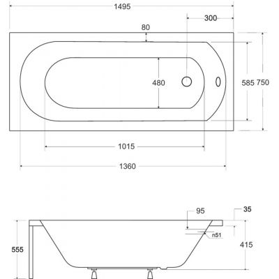 Besco Intrica wanna prostokątna 149,5x75 cm biała #WAIN-150-PK