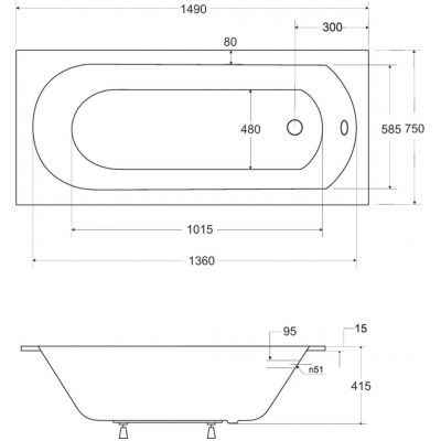 Besco Intrica wanna prostokątna Slim 149x75 cm biała #WAIN-150-SL