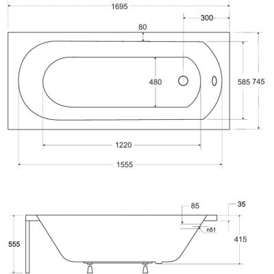 Besco Intrica wanna prostokątna 169,5x74,5 cm biała #WAIN-170-PK