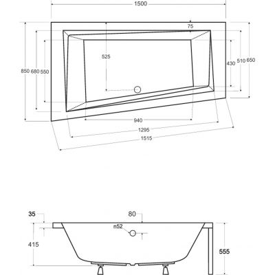 Besco Intima wanna narożna 150x85 cm lewa biała #WAIT-150-NL
