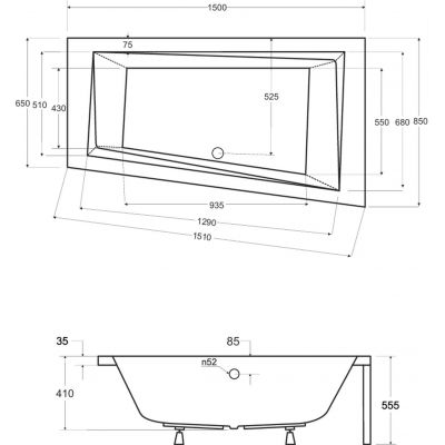 Besco Intima wanna narożna 150x85 cm prawa biała #WAIT-150-NP
