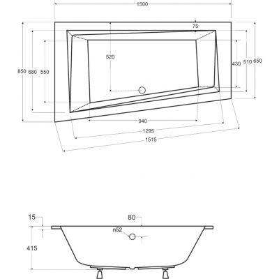 Besco Intima Slim wanna narożna 150x85 cm lewa biała #WAIT-150-SL