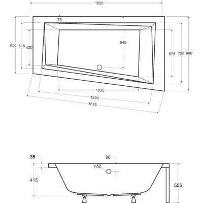 Besco Intima wanna narożna 160x90 cm prawa biała #WAIT-160-NP