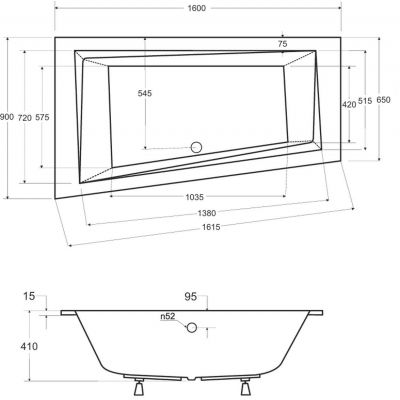 Besco Intima Slim wanna narożna 160x90 cm lewa biała #WAIT-160-SL