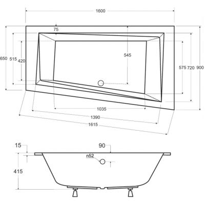 Besco Intima Slim wanna narożna 160x90 cm prawa biała #WAIT-160-SP