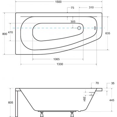 Zestaw Besco Luna wanna narożna 150x80 cm lewa z obudową (#WAL150NL, OAL150NL)