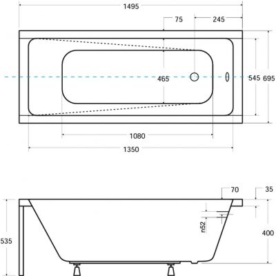 Besco Modern wanna prostokątna 150x70 cm biała #WAM-150-MO