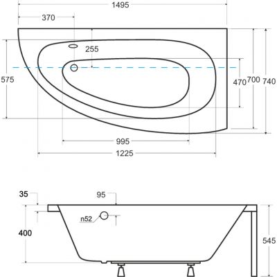 Besco Milena wanna narożna 149,5x74 cm prawa biała #WAM-150-NP