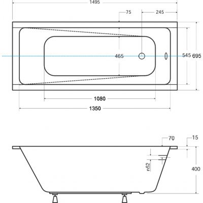 Besco Modern wanna prostokątna Slim 149,5x69,5 cm biała #WAM-150-SL