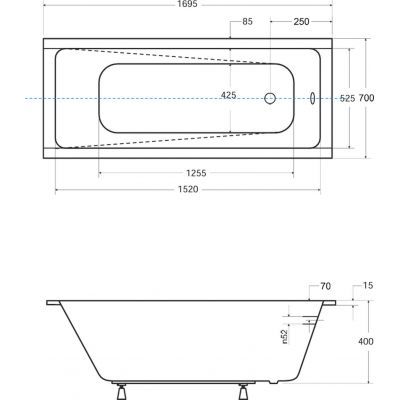 Besco Modern wanna prostokątna Slim 169,5x70 cm biała #WAM-170-SL