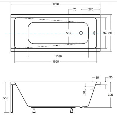 Besco Modern wanna prostokątna 180x80 cm biała #WAM-180-MO