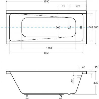 Besco Modern wanna prostokątna Slim 179x80 cm biała #WAM-180-SL