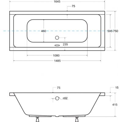 Besco Quadro Slim wanna prostokątna Slim 164,5x75 cm biała #WAQ-165-SL