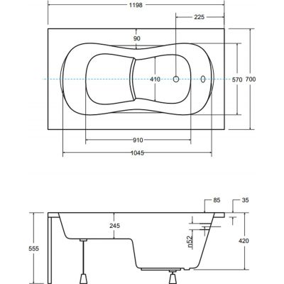 Besco Aria Rehab wanna prostokątna 120x70 cm biała #WAR-120-PA