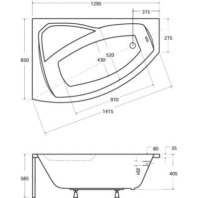 Zestaw Besco Rima wanna narożna 130x85 cm lewa z obudową (#WAR130NL, OAR130NS)
