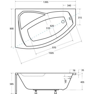 Zestaw Besco Rima wanna narożna 140x90 cm lewa z obudową (#WAR140NL, OAR140NS)