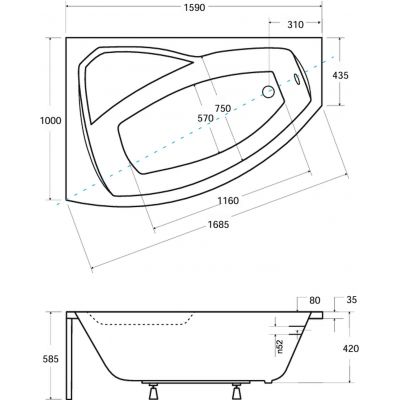Besco Rima wanna narożna 160x100 cm lewa biała #WAR-160-NL