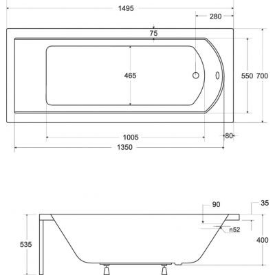 Besco Shea wanna prostokątna 149,5x70 cm biała #WAS-150-PK