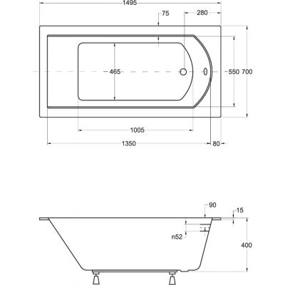 Besco Shea Slim wanna prostokątna Slim 149,5x70 cm biała #WAS-150-SL