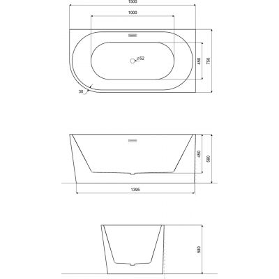Besco Zoya wanna przyścienna 150x75 cm prostokątna biała #WAS-150-ZP