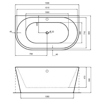 Besco Vica New wanna przyścienna 160x80 cm owalna biała #WAS-160VNN