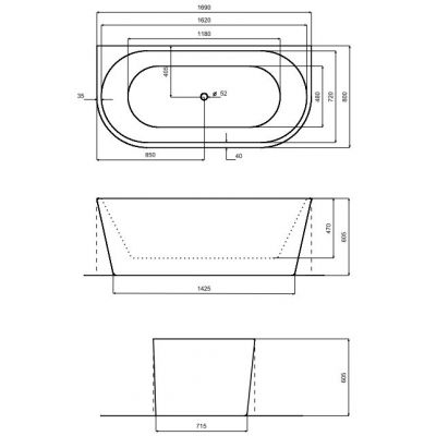 Besco Vica wanna przyścienna 170x80 cm owalna biała #WAS-170VNBO