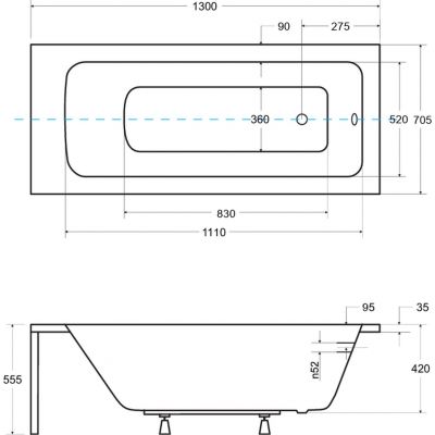 Besco Talia wanna prostokątna 130x70,5 cm biała #WAT-130-PK