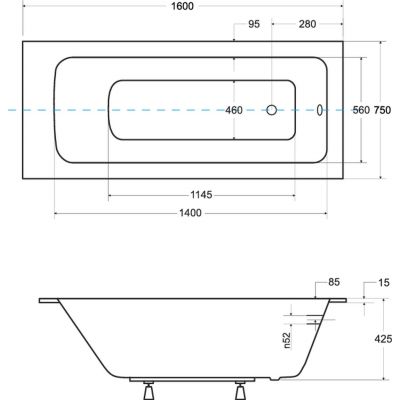 Besco Talia Slim wanna prostokątna Slim 160x75 cm biała #WAT-160-SL