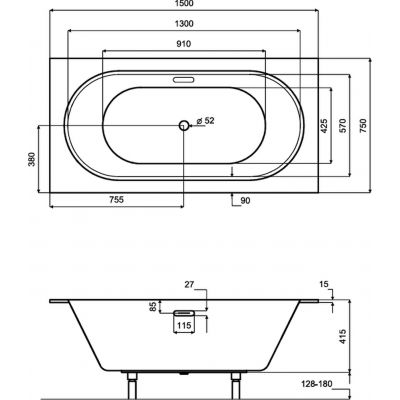 Besco Vitae wanna prostokątna 150x75 cm biała #WAV-150-S+