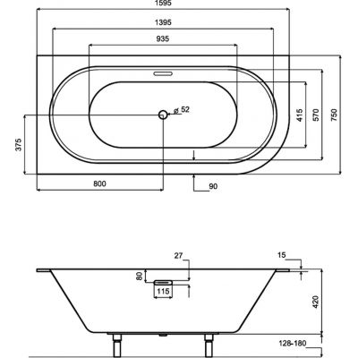 Besco Avita Slim+ wanna narożna Slim 159,5x75 cm lewa biała #WAV-160-NLP