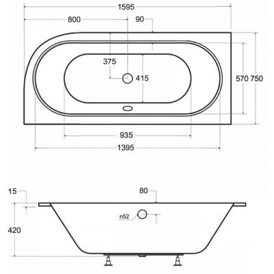 Besco Avita wanna narożna Slim 159,5x75 cm lewa biała #WAV-160-NLS
