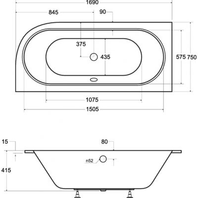 Besco Avita wanna narożna Slim 169x75 cm lewa biała #WAV-170-NLS