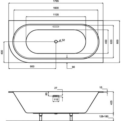 Besco Avita Slim+ wanna narożna Slim 179,5x80 cm prawa biała #WAV-180-NPP