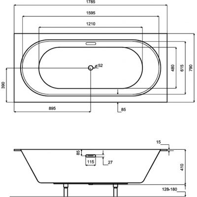 Besco Vitae wanna prostokątna 178,5x79 cm biała #WAV-180-S+