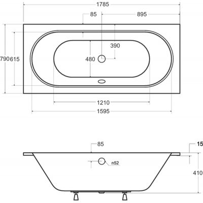 Besco Vitae wanna prostokątna Slim 178,5x79 cm biała #WAV-180-SL